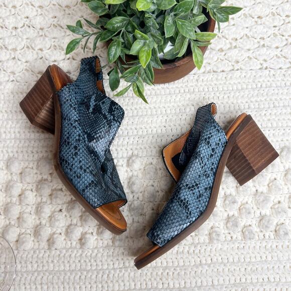 LUCKY BRAND Women's 6.5 Rhazy Bluestone Leather Snake Slingback Sandal Shoe NEW - Picture 14 of 16